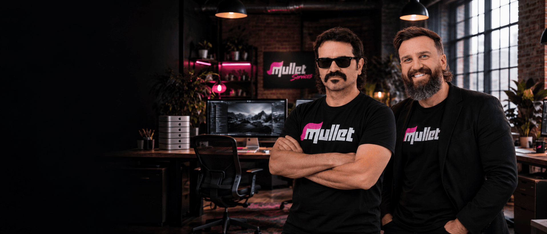 Two Mullet Services team members in a creative studio.